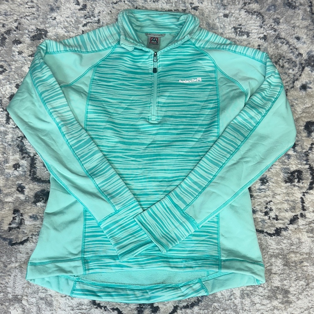 Avalanche Women’s Quarter Zip Pullover Teal Fleece Lined Active Top Size L